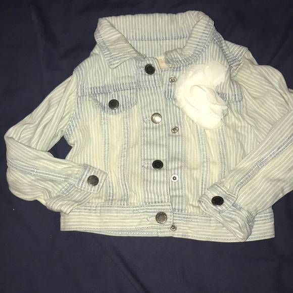 Oshkosh striped jean jacket w/ flower - Picture 1 of 1